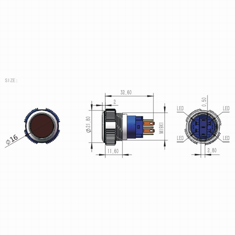 Swion Plastik LED'li Yaylı Buton 19 MM - KIRMIZI