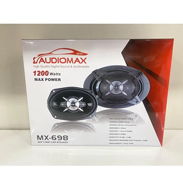 Audiomax MX-698 1200 W 16x24 cm Koaksiyel Oto Hoparlör