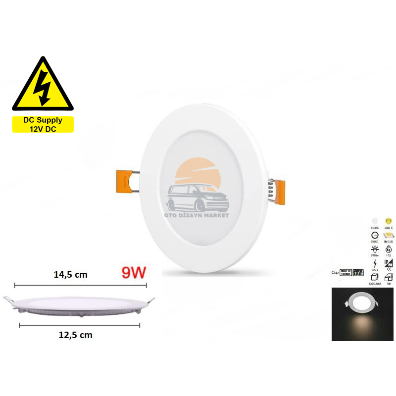 12 Volt 9 W Led Spot Lamba - BEYAZ
